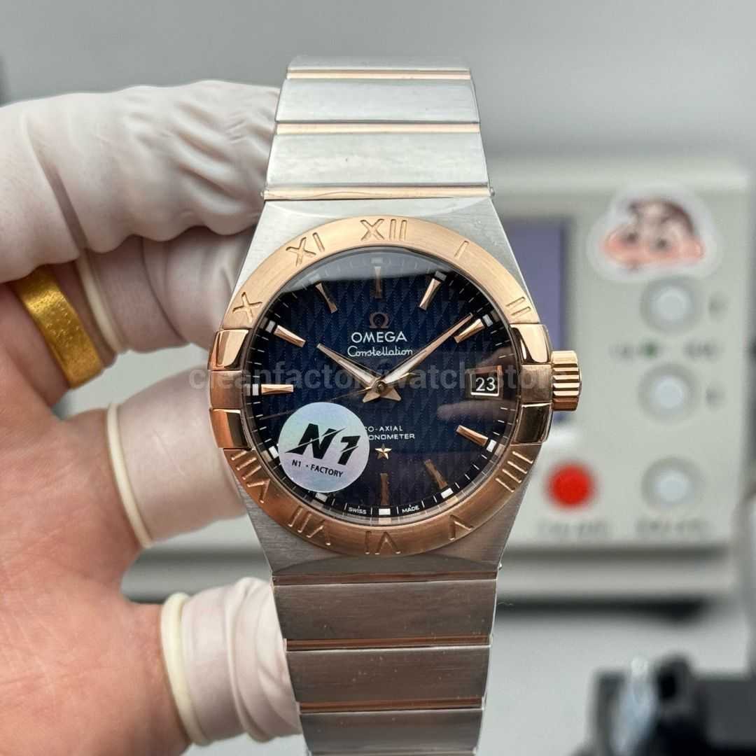 N1 Factory Omega Constellation 123.20.38.21.03.001 38mm Half Rose Gold Blue Dial