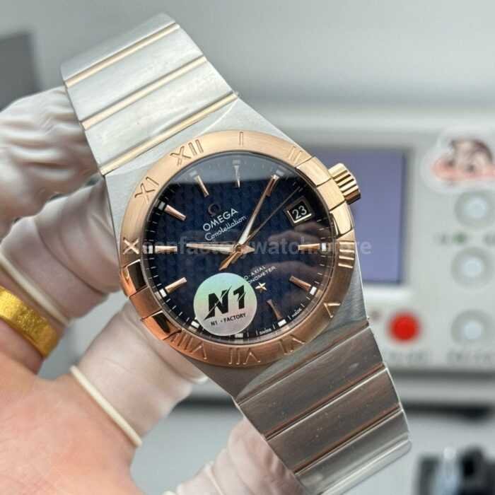 N1 Factory Omega Constellation 123.20.38.21.03.001 38mm Half Rose Gold Blue Dial - Image 4