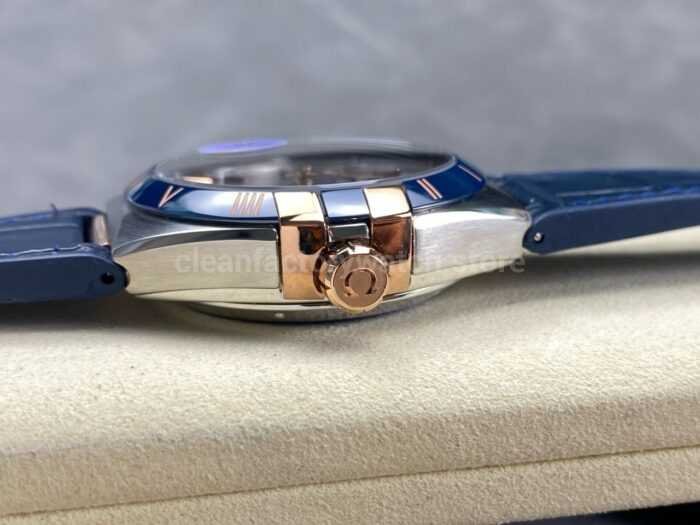 N1 Factory Omega Constellation 131.23.41.21.03.001 41mm Half Yellow Glod Blue Leather Strap Blue Dial - Image 6
