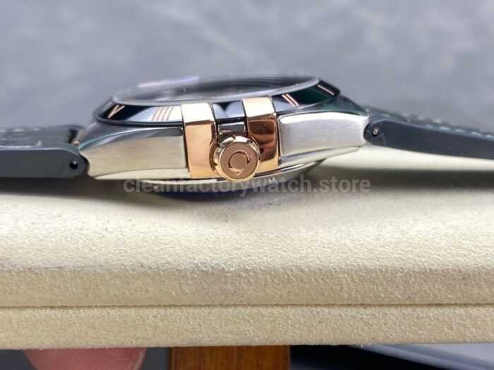 N1 Factory Omega Constellation 131.23.41.21.06.001 41mm Half Yellow Glod Black Leather Strap Grey Dial - Image 6