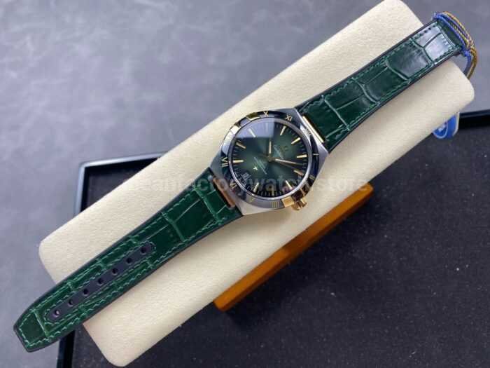 N1 Factory Omega Constellation 131.23.41.21.10.001 41mm Half Yellow Glod Black Leather Strap Green Dial - Image 4