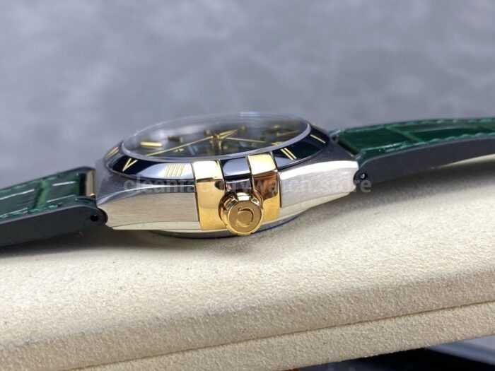 N1 Factory Omega Constellation 131.23.41.21.10.001 41mm Half Yellow Glod Black Leather Strap Green Dial - Image 6