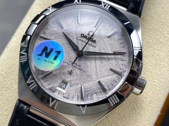 N1 Factory Omega Constellation 131.30.41.21.99.001 41mm Steel Black Leather Strap Grey Dial - Image 3