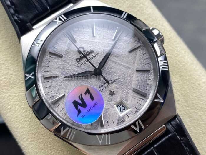 N1 Factory Omega Constellation 131.30.41.21.99.001 41mm Steel Black Leather Strap Grey Dial - Image 2