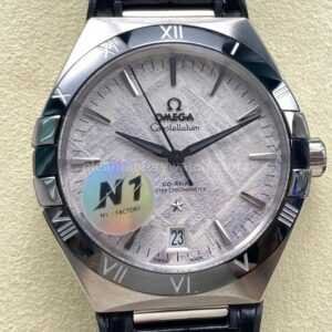 N1 Factory Omega Constellation 131.30.41.21.99.001 41mm Steel Black Leather Strap Grey Dial