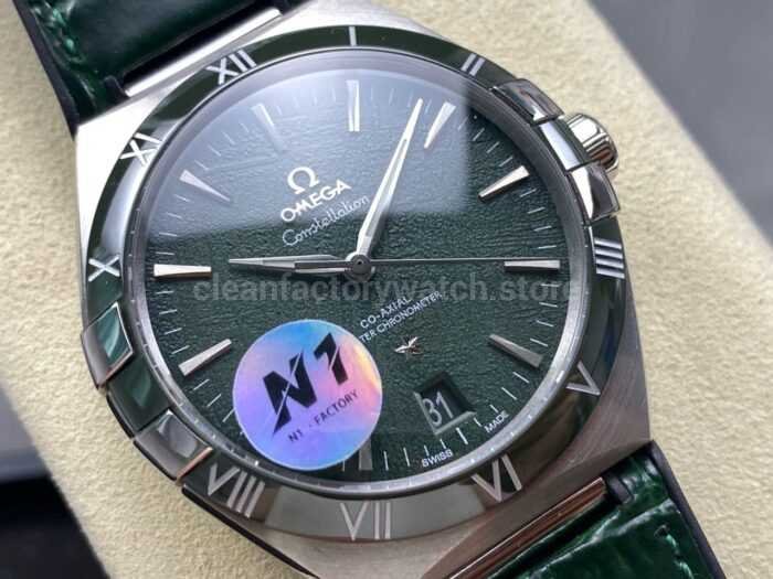 N1 Factory Omega Constellation 131.30.41.21.99.002 41mm Steel Black Leather Strap Meteorite Dial - Image 2