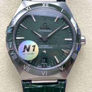 N1 Factory Omega Constellation 131.30.41.21.99.002 41mm Steel Black Leather Strap Meteorite Dial