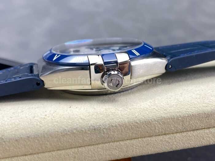 N1 Factory Omega Constellation 131.33.41.21.04.001 41mm Steel Blue Leather Strap White Dial - Image 6