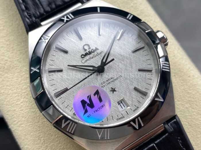 N1 Factory Omega Constellation 131.33.41.21.06.001 41mm Steel Black Leather Strap Grey Dial - Image 2