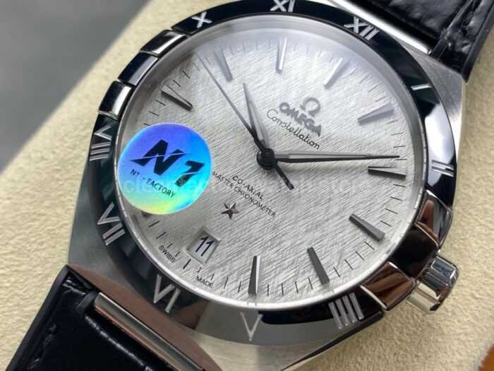 N1 Factory Omega Constellation 131.33.41.21.06.001 41mm Steel Black Leather Strap Grey Dial - Image 3