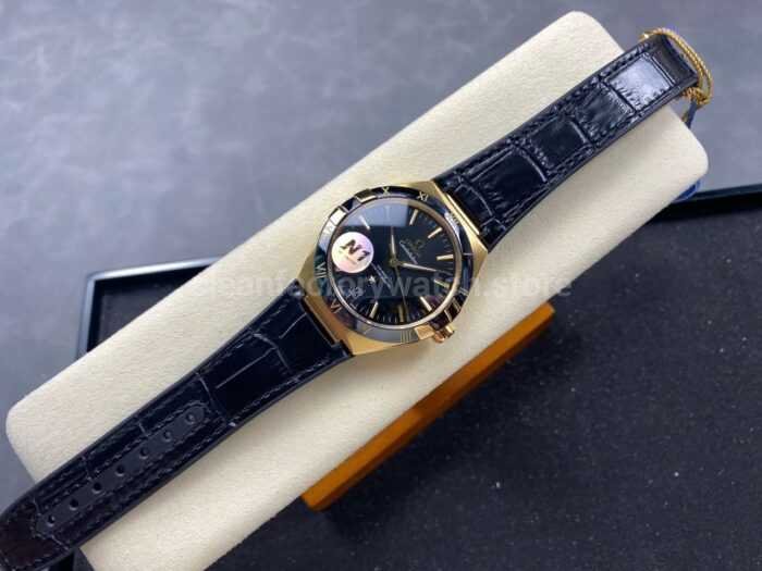 N1 Factory Omega Constellation 131.63.41.21.01.001 41mm Yellow Glod Black Leather Strap Black Dial - Image 4