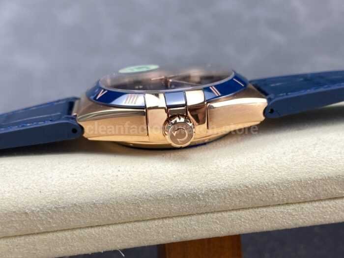 N1 Factory Omega Constellation 131.63.41.21.03.001 41mm Rose Gold Blue Leather Strap Blue Dial - Image 6