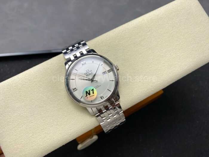 N1 Factory Omega De Ville Co-Axial 424.10.37.20.02.001 39.5mm Full Steel Roman Number White Dial - Image 3