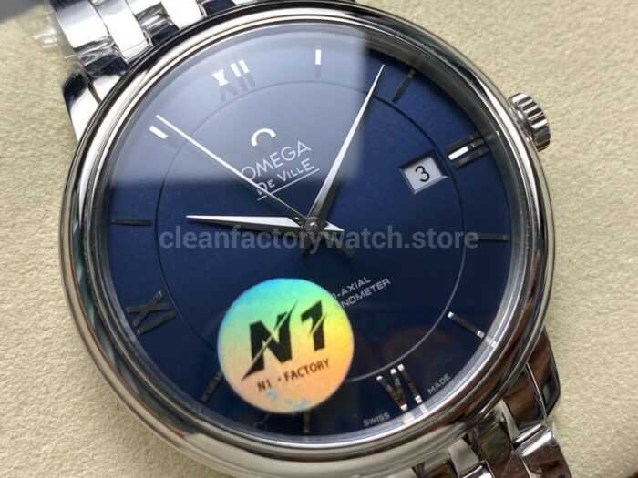 N1 Factory Omega De Ville Co-Axial 424.10.37.20.03.001 39.5mm Full Steel Roman Number Blue Dial - Image 10