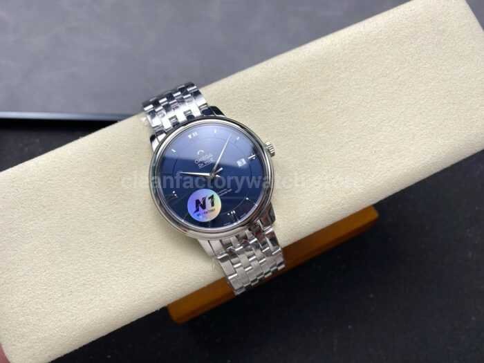 N1 Factory Omega De Ville Co-Axial 424.10.37.20.03.001 39.5mm Full Steel Roman Number Blue Dial - Image 2