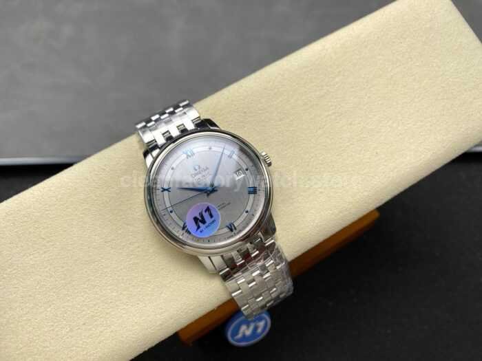 N1 Factory Omega De Ville Co-Axial 424.10.40.20.02.001 39.5mm Full Steel Blue Roman Number Silver Dial - Image 4
