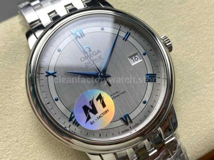 N1 Factory Omega De Ville Co-Axial 424.10.40.20.02.001 39.5mm Full Steel Blue Roman Number Silver Dial - Image 2