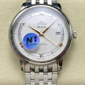 N1 Factory Omega De Ville Co-Axial 424.10.40.20.02.002 39.5mm Full Steel Roman Number Silver Dial