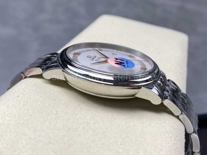 N1 Factory Omega De Ville Co-Axial 424.10.40.20.02.002 39.5mm Full Steel Roman Number Silver Dial - Image 6
