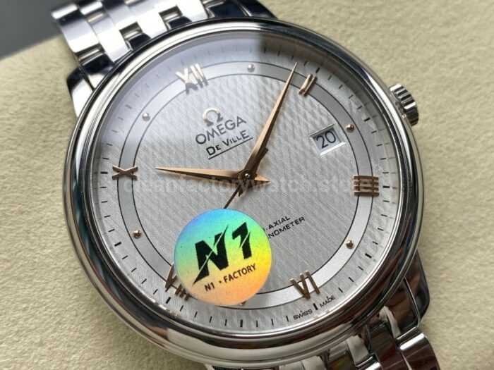 N1 Factory Omega De Ville Co-Axial 424.10.40.20.02.004 39.5mm Full Steel Roman Number Silver Dial - Image 2