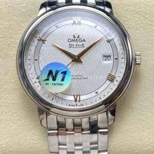 N1 Factory Omega De Ville Co-Axial 424.10.40.20.02.004 39.5mm Full Steel Roman Number Silver Dial