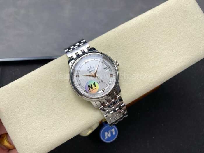 N1 Factory Omega De Ville Co-Axial 424.10.40.20.02.004 39.5mm Full Steel Roman Number Silver Dial - Image 4