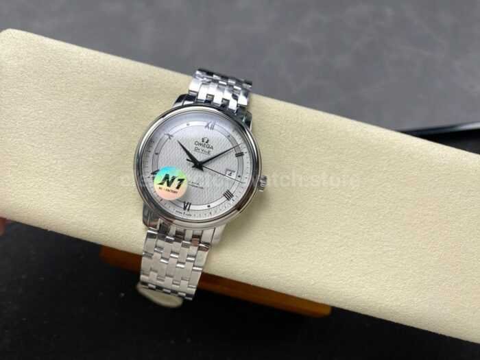 N1 Factory Omega De Ville Co-Axial 424.10.40.20.02.005 39.5mm Full Steel Roman Number Silver Dial - Image 5