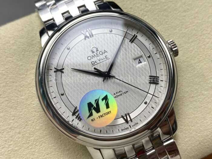 N1 Factory Omega De Ville Co-Axial 424.10.40.20.02.005 39.5mm Full Steel Roman Number Silver Dial - Image 2