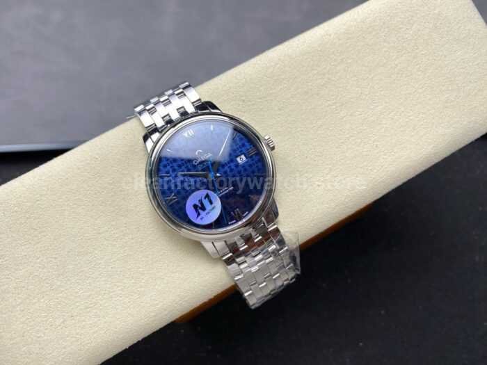N1 Factory Omega De Ville Co-Axial 424.10.40.20.03.003 39.5mm Full Steel Roman Number Blue Dial - Image 4
