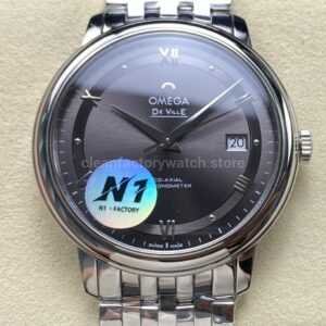 N1 Factory Omega De Ville Co-Axial 424.10.40.20.06.001 39.5mm Full Steel Roman Number Grey Dial