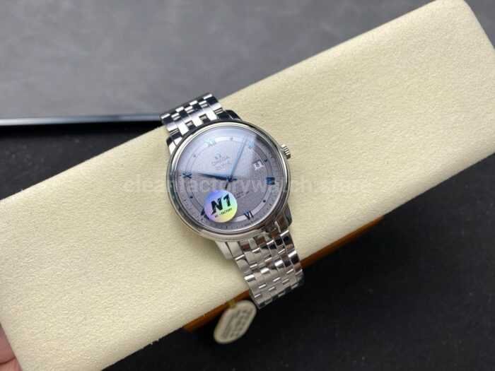 N1 Factory Omega De Ville Co-Axial 424.10.40.20.06.002 39.5mm Full Steel Roman Number Grey Dial - Image 4