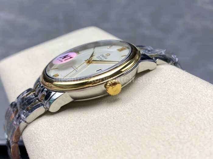 N1 Factory Omega De Ville Co-Axial 424.20.40.20.02.001 39.5mm Half Yellow Gold Roman Number Silver Dial - Image 6