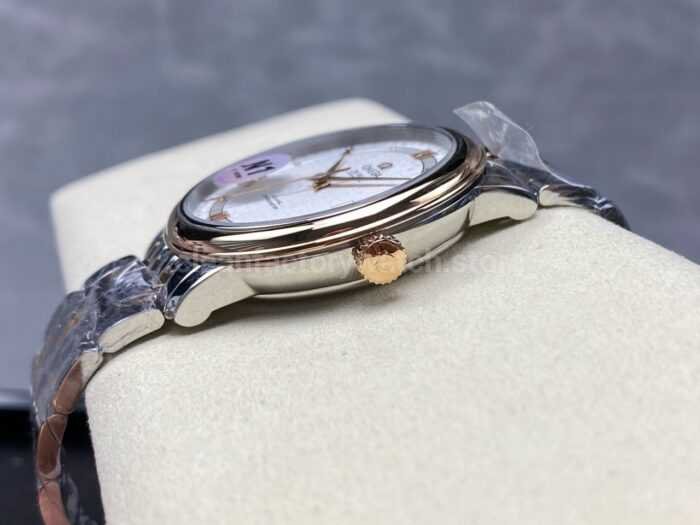 N1 Factory Omega De Ville Co-Axial 424.20.40.20.02.002 39.5mm Half Rose Gold Roman Number Silver Dial - Image 6