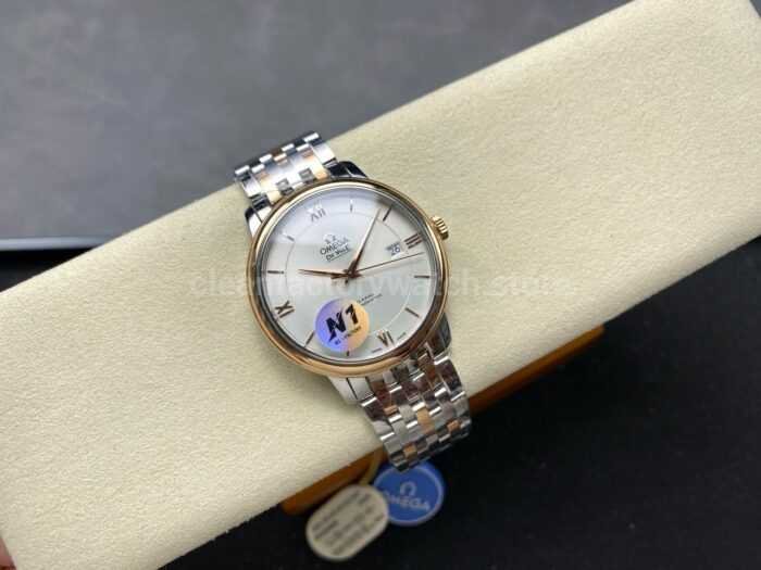 N1 Factory Omega De Ville Co-Axial 424.20.40.20.02.005 39.5mm Half Yellow Gold Roman Number Silver Dial - Image 4