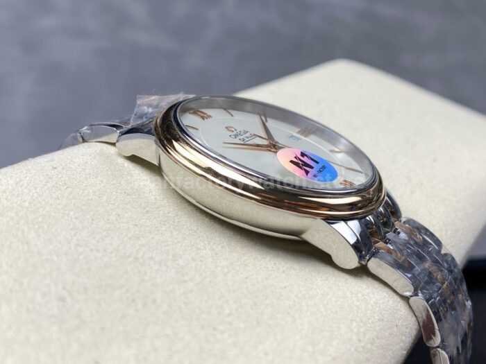N1 Factory Omega De Ville Co-Axial 424.20.40.20.02.005 39.5mm Half Yellow Gold Roman Number Silver Dial - Image 5