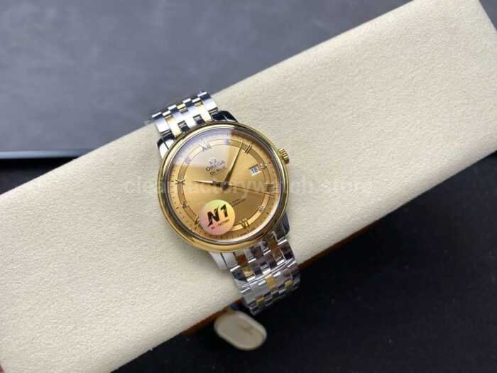 N1 Factory Omega De Ville Co-Axial 424.20.40.20.58.001 39.5mm Half Yellow Gold Roman Number Champagne Dial - Image 4