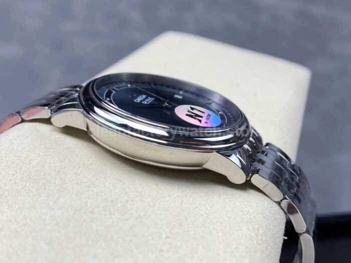 N1 Factory Omega De Ville Co-Axial 424.10.37.20.03.001 39.5mm Full Steel Roman Number Light Blue Dial - Image 5