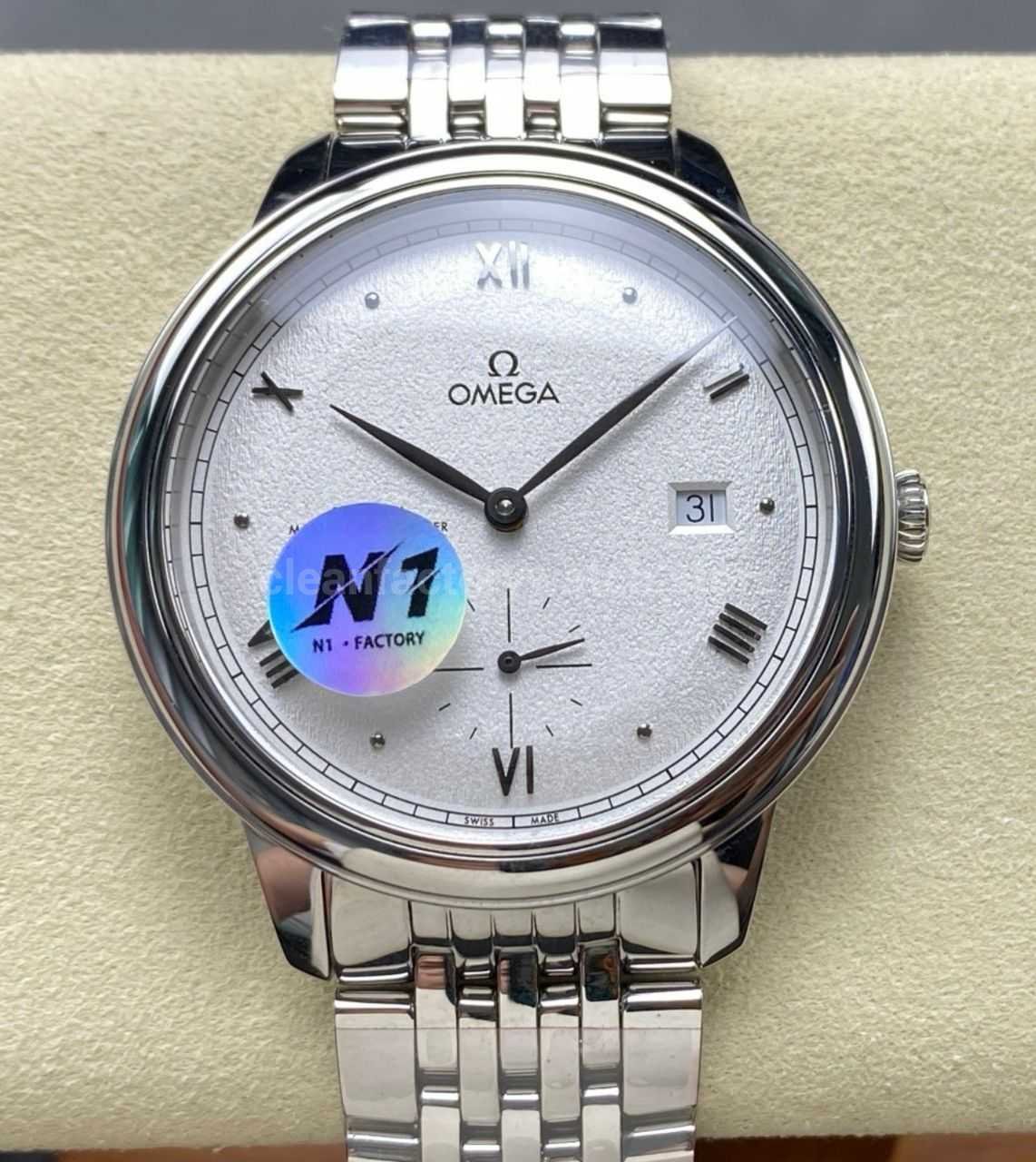 N1 Factory Omega De Ville Prestige 434.10.41.20.02.001 41mm Full Steel Roman Numerals Silver Dial