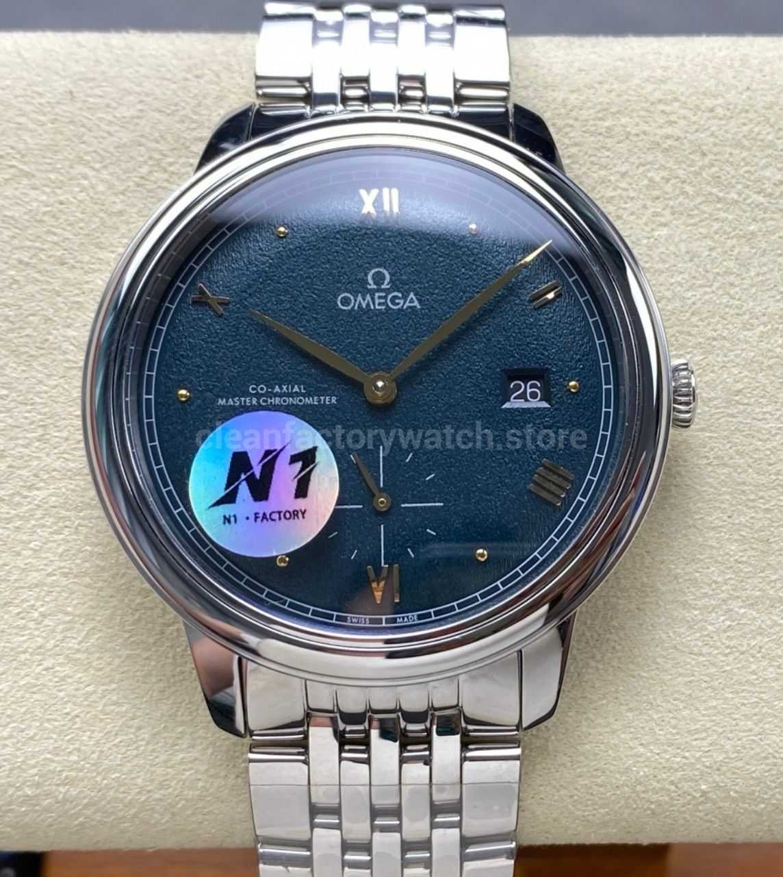 N1 Factory Omega De Ville Prestige 434.10.41.20.10.001 41mm Full Steel Roman Numerals Green Dial