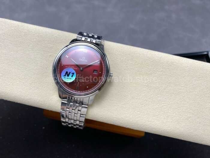 N1 Factory Omega De Ville Prestige 434.10.41.20.11.001 41mm Full Steel Roman Numerals Red Dial - Image 5