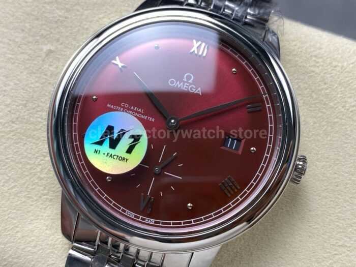 N1 Factory Omega De Ville Prestige 434.10.41.20.11.001 41mm Full Steel Roman Numerals Red Dial - Image 3