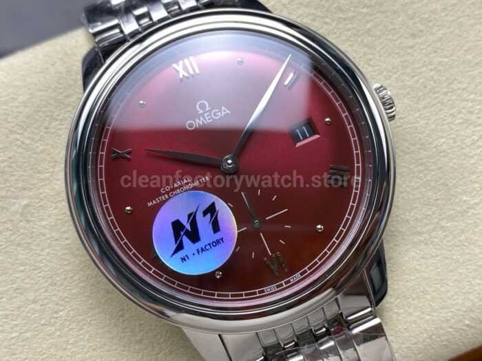 N1 Factory Omega De Ville Prestige 434.10.41.20.11.001 41mm Full Steel Roman Numerals Red Dial - Image 2