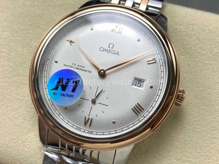 N1 Factory Omega De Ville Prestige 434.20.41.20.02.001 41mm Half Yellow Gold Roman Numerals Silver Dial - Image 3