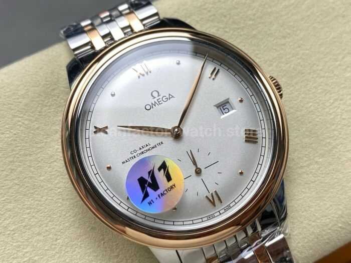 N1 Factory Omega De Ville Prestige 434.20.41.20.02.001 41mm Half Yellow Gold Roman Numerals Silver Dial - Image 2