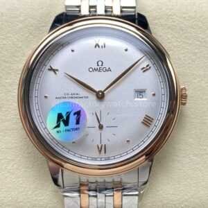 N1 Factory Omega De Ville Prestige 434.20.41.20.02.001 41mm Half Yellow Gold Roman Numerals Silver Dial