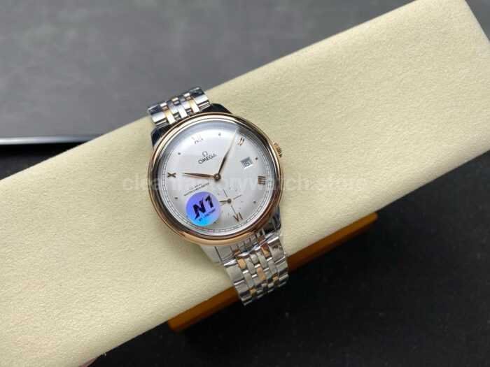 N1 Factory Omega De Ville Prestige 434.20.41.20.02.001 41mm Half Yellow Gold Roman Numerals Silver Dial - Image 5