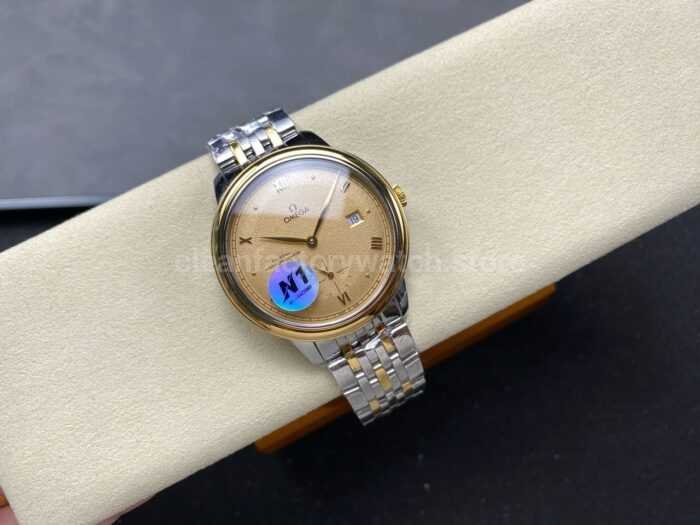 N1 Factory Omega De Ville Prestige 434.20.41.20.08.001 41mm Half Yellow Gold Roman Numerals Champagne Dial - Image 4