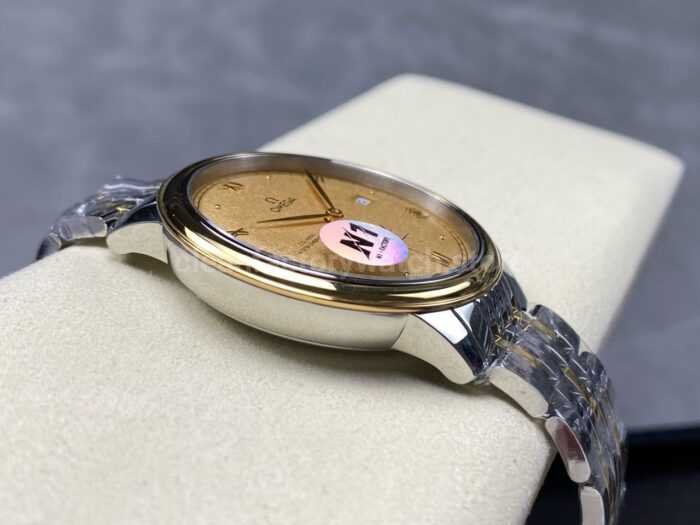 N1 Factory Omega De Ville Prestige 434.20.41.20.08.001 41mm Half Yellow Gold Roman Numerals Champagne Dial - Image 6