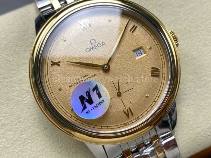 N1 Factory Omega De Ville Prestige 434.20.41.20.08.001 41mm Half Yellow Gold Roman Numerals Champagne Dial - Image 2