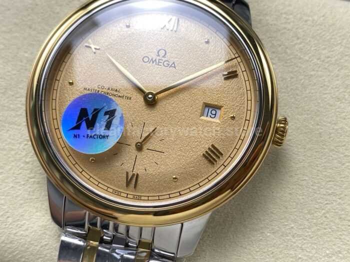 N1 Factory Omega De Ville Prestige 434.20.41.20.08.001 41mm Half Yellow Gold Roman Numerals Champagne Dial - Image 3
